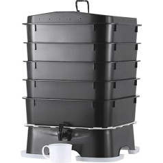VEVOR Quick Composter 18-50 L Garden Composter 400 x 400 x 650 mm Thermal Composter HDPE Plastic Composter, Includes 5 Trays and a Collection Container, Compost Container, Composting, Reduction of