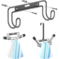 Ironing Board Holder Wall Mounted Ironing Board Hanger with Removable Hooks Suitable for Laundry (Black)