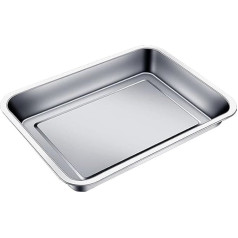 Creperture Baking Tray, 45 x 35 x 4.8 cm, Stainless Steel Oven Tray, Cake Tray, Rectangular Baking Mould, Oven Tray, Easy to Clean, for Baking, Cooking, Serving