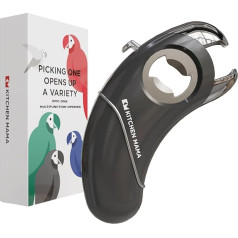 Epic One Multifunctional Bottle Opener: Opens Bottles with Screw and Bottle Caps, Cans, Tear Tabs and Jars - Ergonomic, Hand Friendly, Ideal for Arthritis (Metal Grey)