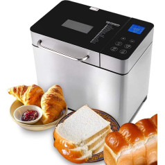 Bread Maker 710 W Baker, 19 Programmes, Stainless Steel Bread Maker, Fully Automatic with 15 Hours Timing Function, Viewing Window