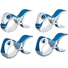 tuuli Accessories Large Clips Beach Clips for Beach Towel Clothes Pegs Pegs Beach Lounger Yacht Pram Accessories (2 x Blue + 2 x Fish)