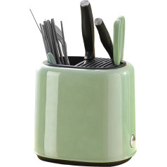 Tissting Knife Block with Utensil Holder, ABS Metal, Removable Knife Holder without Knife, 22 x 21 x 18 cm, Green, Modern Kitchen Worktops, Cooking Utensils Holder for Spoon, Fork, Spatula