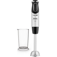 Tefal HB6588 Quickchef Hand Blender | Purée Stick | 1000 Watt | 20 Continuous Speeds | Turbo Function | 4 Powelix Blades | Includes 0.8 L Measuring Cup | Stainless Steel / Black