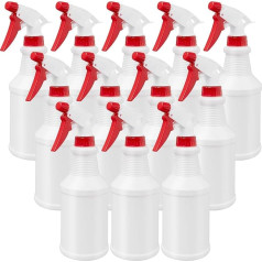 12 Spray Bottles 500ml Hand Trigger Empty Spray Bottles Adjustable Reusable Plastic Spray Mist for Gardening Home Kitchen Cleaning (Red)