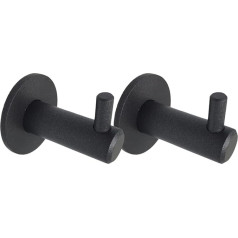 Kon-fort Home Towel Hooks Graphite Bathroom Set of 2 Design Made of Stainless Steel AISI 304 Matt Graphite Grey for Drilling