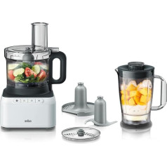 Braun Household PureEase FP 3131 Food Processor with 1.2L Mixer and 2.1L Bowl, Easy to Use, Fast and Intuitive, Two Speeds Plus Pulse, EasyClick System, White