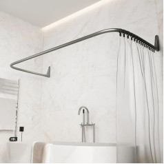 Erica Shower Rod In U-shape 70 X 165 X 70 Cm, For Wall Mounting, PVC Coating, Rustproof