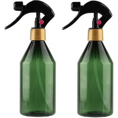 Grass Green Spray Bottle, 300ml Refillable Container with Spray Head, Eco-Friendly Plastic Bottle for Essential Oils, Cleaning, Room Splash or Aromatherapy, Pack of 2