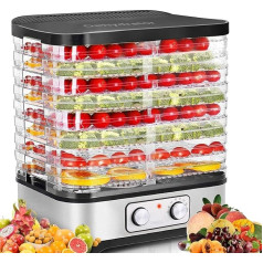 COOCHEER Dehydrator for Fruit and Vegetables, Food Dryer, 400 W with Temperature Adjustable, Black / Silver