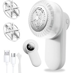 FSFLOYOM Rechargeable Fabric Shaver, Lint Remover, Pullover with LED Digital Display, Pullover Shaver with 6 Blade Blades and Safety Lock, 3 Speeds, Removes Lint