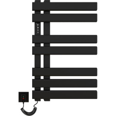 Electric Towel Radiator Intelligent Constant Temperature Towel Heater Bathroom Radiator Matt Black 450 x 720 mm Carbon Fibre Heating Towel Dryer Energy Saving Safety Black Left