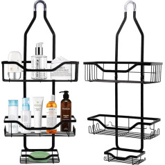 Pinsheng Shower Shelf for Hanging, 3-Tier Shower Shelf, No Drilling, for Hanging with 2 Baskets, 1 Soap Tray, Shower Shelf, Stainless Steel Bathroom Organiser, Shampoo Holder, Black