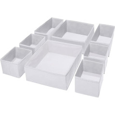Puricon (8 piece storage box, fabric box, folding box for drawers, cabinet, table organiser, foldable underwear, socks, scarves, ties, organiser, drawer, divider, cubes, container.
