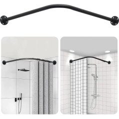 L-Shaped Shower Curtain Rail, Adjustable Corner Shower Rail (60-85 cm x 60-85 cm), 304 Stainless Steel 90 Degree Shower Rail for Bathroom, Bathtub, Wardrobe, Changing Rooms, Private Room