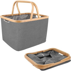 Foldable Laundry Basket 40 L, Storage Foldable Laundry Basket with Handle, Fabric Laundry Hamper Laundry Baskets for Bedroom Bathroom Travel (40 x 33 x 29 cm, Grey)