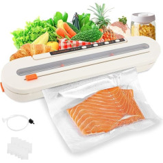 MEKOTRIN Vacuum Sealer Food, Automatic Vacuum Sealer Machine with Built-in Cutter and Bag Storage for Home, Dry, Wet, Soft and Powdered Food (White)