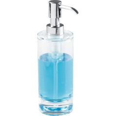 iDesign distributor savon rechargeable, distributor de savon en plastique pour jusqu'à 295 ml de savon liquid, pousse mousse pour savon ou crème, transparent/argenté