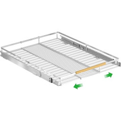 SANNO Consumable Extendable Cupboard Organiser Floor Mounted Heavy Duty Stainless Steel Sliding Shelf for Kitchen Pantry Chrome