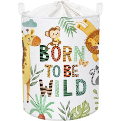 Clastyle Boho Animal Children's Laundry Basket with Handle Foldable Clothes Toy Storage Basket Boys Girls Storage Box for Baby Room Bathroom, Green, 36 x 45 cm