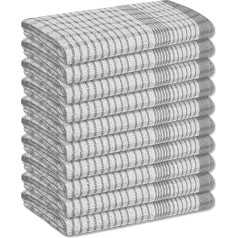 A & B TRADERS Wonderdry Kitchen Tea Towels, Pack of 10 Cotton Absorbent Durable Catering Bar Towels (Grey)