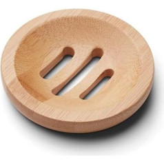 Kandid Bamboo Round Soap Dish - Hard Soap Dish Drainer for Sink and Showers - 8cm x 8cm x 1.5cm