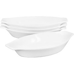 jinsongdafa Porcelain Oval Casserole Dish with Handles, French White Ceramic Bakeware Set with Lid, Microwave, Dishwasher, Oven and Fridge Safe (21 x 11.6 x 3.4 cm)