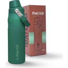 Motivai® Fast Sip Bottle - 24 oz / 700 ml - Green | Stainless Steel Thermos Flask with Fast Flow Lid | 0.7 L Travel Mug | Thermos Flask | Fast Flow Bottle