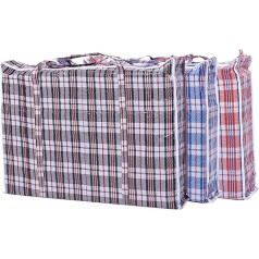 Laundry Bag with Zippers Strong Handles Waterproof Reusable Shopping Storage Moving Bags University Dormitory Room Extra Large Boxes | Pack of 3 XXL 80 x 60 x 25 cm | by