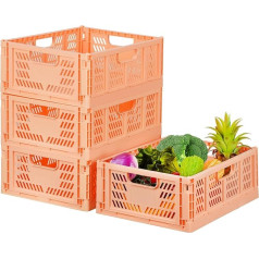 Shelf Baskets Set of 4 Plastic Storage Boxes Foldable Storage Boxes Kitchen Drawer Inserts Stackable Shelf Baskets Storage Boxes Transport Boxes Cabinet Container Cubes Home Office Bedroom Pink