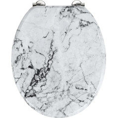 WENKO Onyx Toilet Seat in Elegant Marble Look, Toilet Lid Including Wall Buffer and Rust-Proof Stainless Steel Attachment, MDF Toilet Seat 34.5 x 41 cm, FSC® Certified, Multi-Coloured