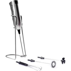 Ozeri Stainless Steel Milk Frother and Whisk with Stand and 4 Accessories