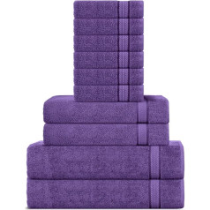 Sweet Needle 600gsm Super Soft Cotton Peacock Towel Set - 2 Bath Towels, 2 Hand Towels and 6 Hand Towels - Double Layer, Absorbent and Soft for Bathroom Accessories (Pack of 10)