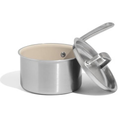 Made In Cookware CeramiClad 5 Layer Non-Stick Saucepan with Lid Stainless Steel with Stay Cool Handle, Professional Cookware, Made in Italy, Induction Safe, 2 Litre