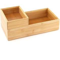 Hanseküche Bamboo Storage Boxes, Set of 2, Wooden Organiser Boxes, Boxes for Drawers, Organisational Storage, Stackable Boxes