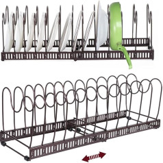 Kinsinder Pan Holder for Drawer, Expandable Pan Organiser with 13 Adjustable Dividers, Perfect for Kitchen Utensils, Pans, Pots and Lids (Bronze-13)