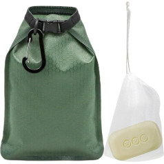 VEGCOO Travel Seifentasche mit Luftpolsternetzbeutel Seifenbehälter Wasser und Auslaufsicher und Schnelltrocknend Reise Seifenbeutel Schnallenverschluss mit Haken, Geeignet für Reisecamping (Grün)