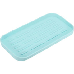 sourcing map Silicone Kitchen Sink Organiser, Silicone Soap Dispenser Tray (Light Blue)