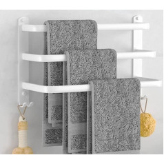 40 cm Towel Rail Bathroom 3 Tier No Drilling Towel Rail Bathroom Self-Adhesive Aluminium Wall Towel Holder Bath Towel Rail for Bathroom and Kitchen