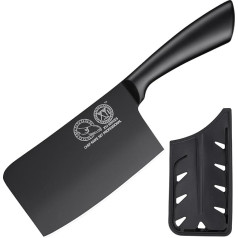 XYJ Stainless Steel Kitchen Knife, Razor Sharp, 6 Inch Meat Cleaver for Meat Cutting, Professional Chinese Vegetable Cutter, Cooking Chef Knife With Sheath, Edge Guard Protector