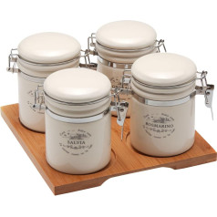 TOGNANA Sweet Campania Home Set of Spice Jars, Ceramic White