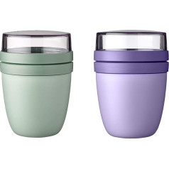Mepal - Lunchpot Mini Ellipse Mixed - Vivid Lilac + Nordic Sage - 300ml Practical Travel Mug, Yoghurt Cup, To Go Mug - Freezer, Microwave and Dishwasher Safe - 420ml