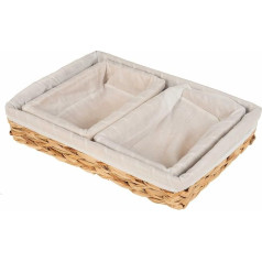 SIDCO Water Hyacinth Basket 3 x Baskets Bread Basket with Fabric Insert Storage Basket