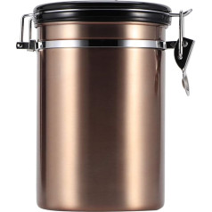 Natudeco Sealed Storage Pot, Coffee Canister, Stainless Steel Sealed Container, Portable Tea, Coffee Bean Container with Air Release Valve, Food Storage for the Kitchen (Gold)