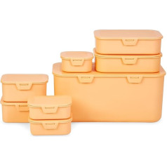Storage Jars with Lids Pack of 8 Multi Function Plastic Container Boxes for Fridge Freezer Kitchen Home Essentials & Organisation Reusable Storage Boxes - Pack of 8