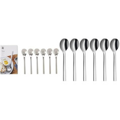 WMF Nuova Egg Spoon Set, 6 Pieces, Dishwasher Safe, L 12 cm & Nuova Espresso Spoon Set, 6-Piece Espresso Spoon, Dishwasher Safe, L 11 cm, Polished Cromargan Stainless Steel
