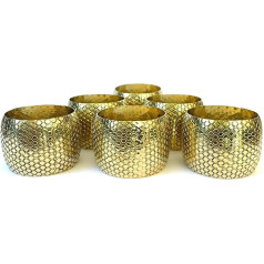 Individual Golden Napkin Rings with Geometric Patterns - Set of 6 Elegant Napkin Rings for Your Table - Set of 6 Ideal for Christmas (6)