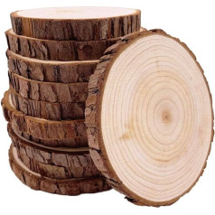 Wooden Discs 10 Pieces Wooden Log Discs 11-12 cm Unfinished Wooden Circles Undrilled without Hole for DIY Crafts Wedding Centrepieces Christmas Decoration Tree Disc