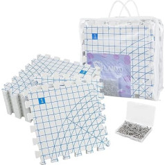 LAMXD Blocking Mats for Knitting-Blocking Mats for Knitting Extra Thick Blocking Boards with Grids 200 T-Needles for Crafts or Crochet, Pack of 9