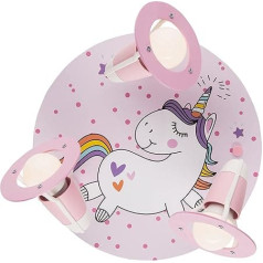 Children's Bedroom Ceiling Light Unicorn Pink 3-Bulb E14 Suitable for LED
